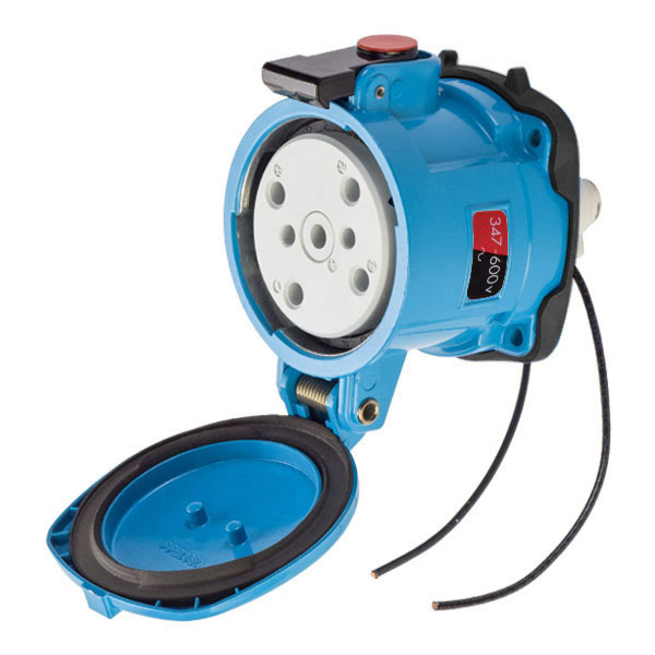 37-64147-972 - DS60 RECEPTACLE METAL BLUE SIZE 4 TYPE 3R 3P+N+G 60A 347/600 VAC 60 Hz +2 AUX